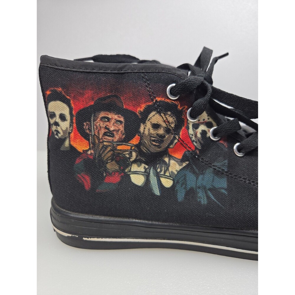 Halloween Horror Movie Legends Black Canvas High Top Sneakers Freddy Jason M7 W9 - Picture 4 of 12